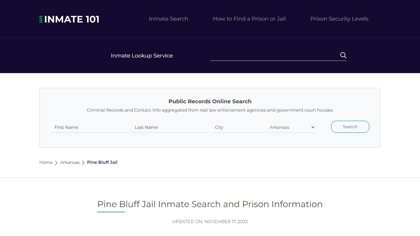 Pine Bluff Jail Inmate Search and Prison Information